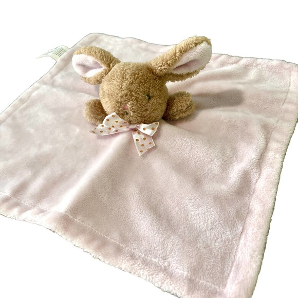 Dan dee Other - Dan Dee Pink Brown Bunny Rabbit Lovey Rattle Security Blanket Walmart Plush Bow
